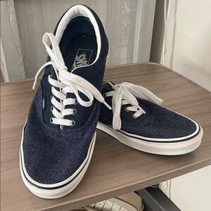 Vans Dark Blue Canvas Shoes with White Accents